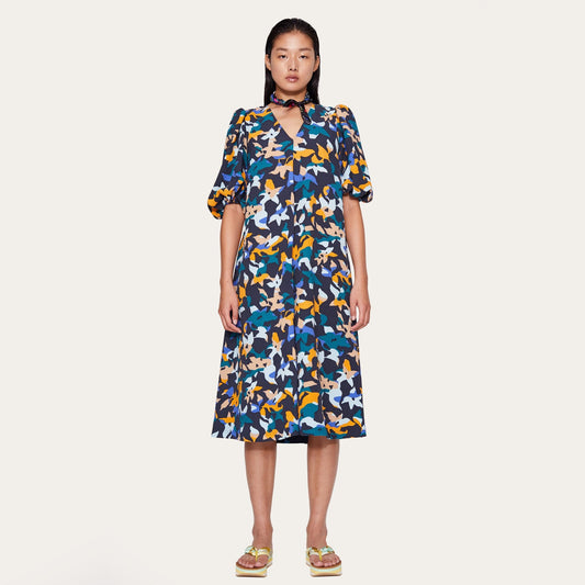 Mavelin Abstract Floral Print Dress - Navy/Multi