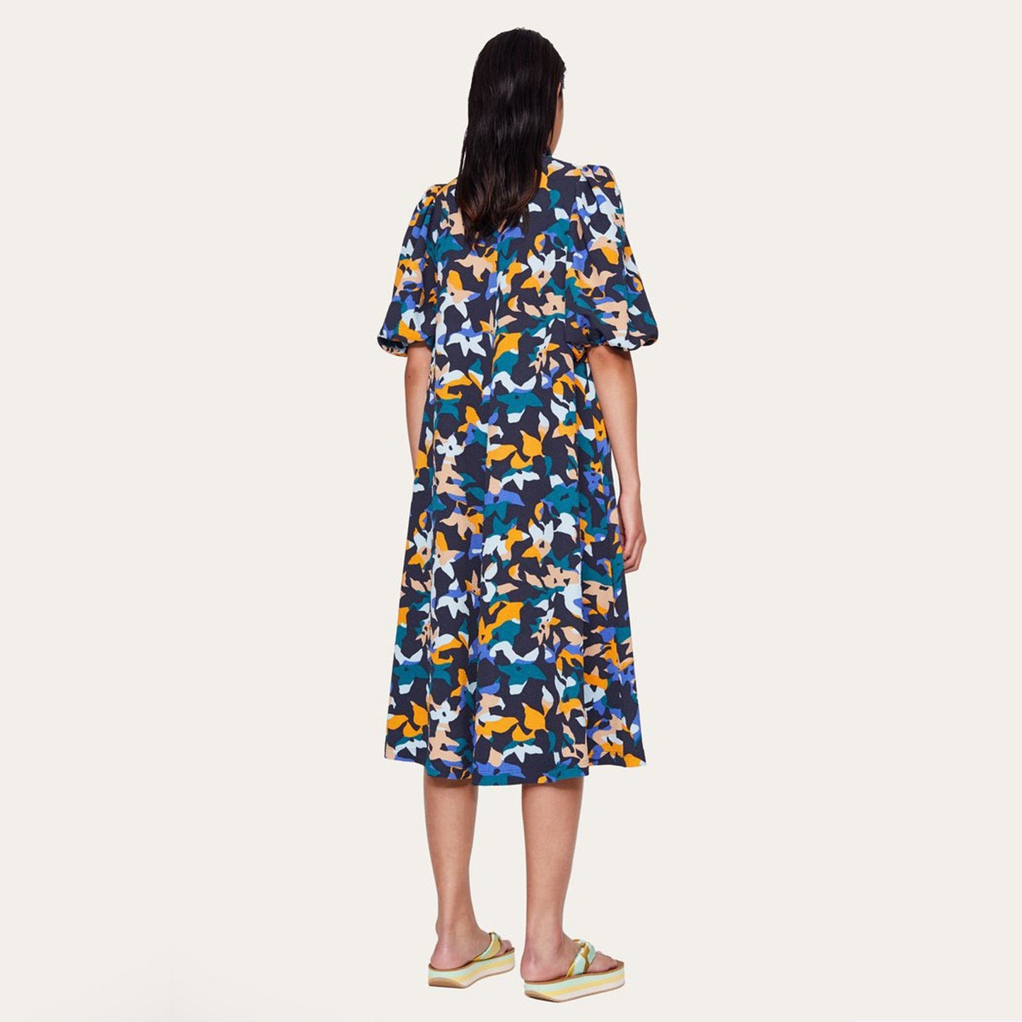 Mavelin Abstract Floral Print Dress - Navy/Multi