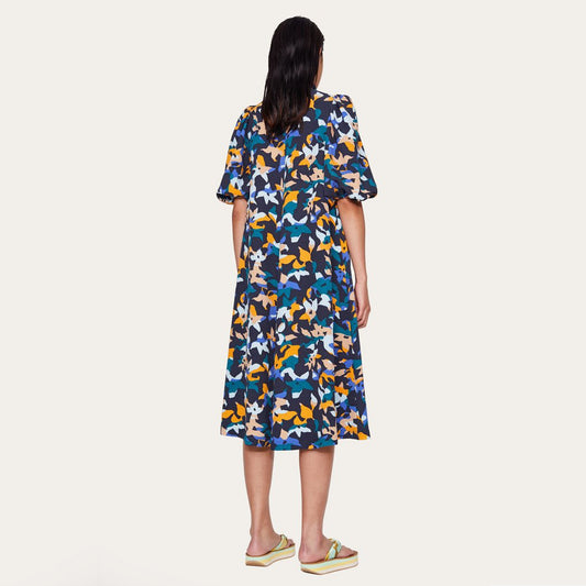 Mavelin Abstract Floral Print Dress - Navy/Multi