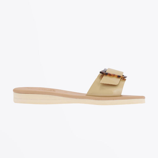 - Aglaia - Patent Ivory Buckle Sandals