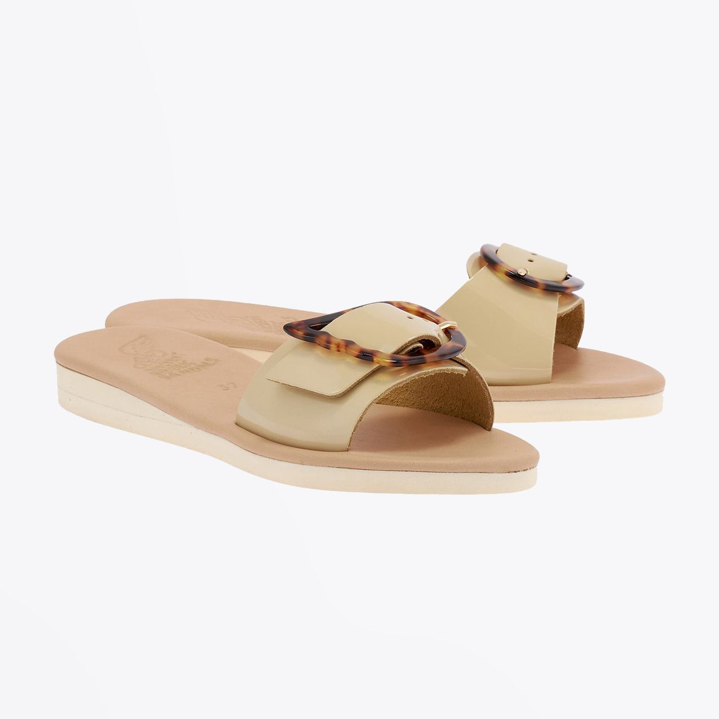 - Aglaia - Patent Ivory Buckle Sandals