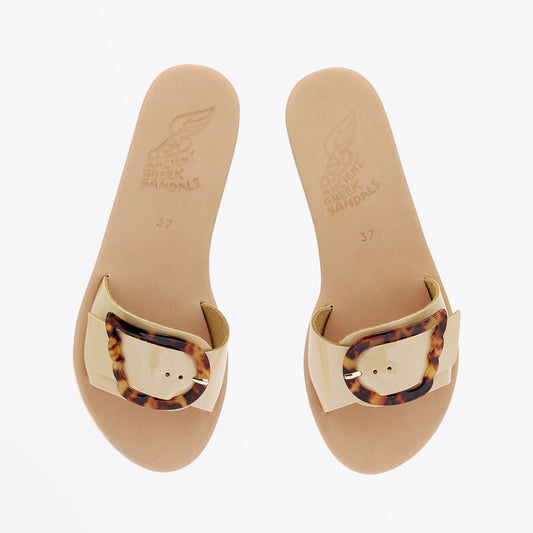 - Aglaia - Patent Ivory Buckle Sandals
