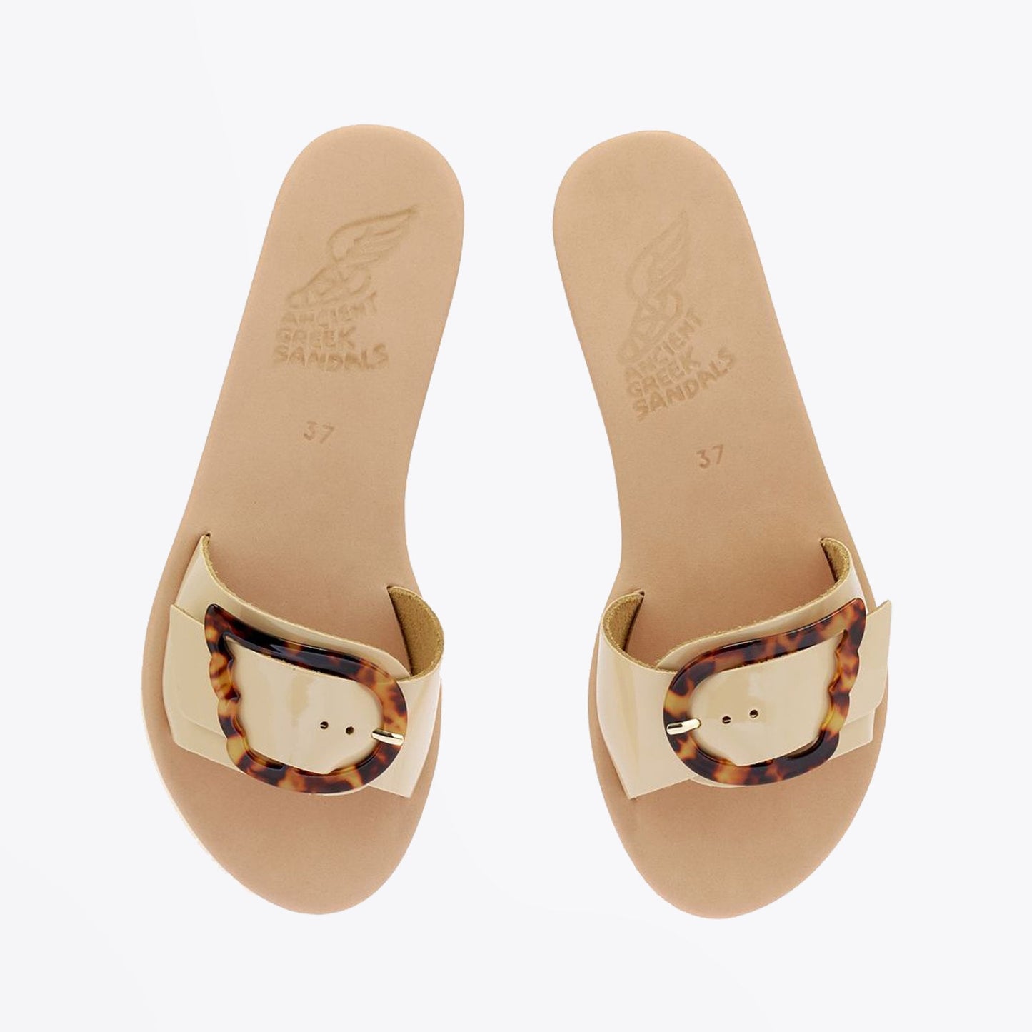 - Aglaia - Patent Ivory Buckle Sandals