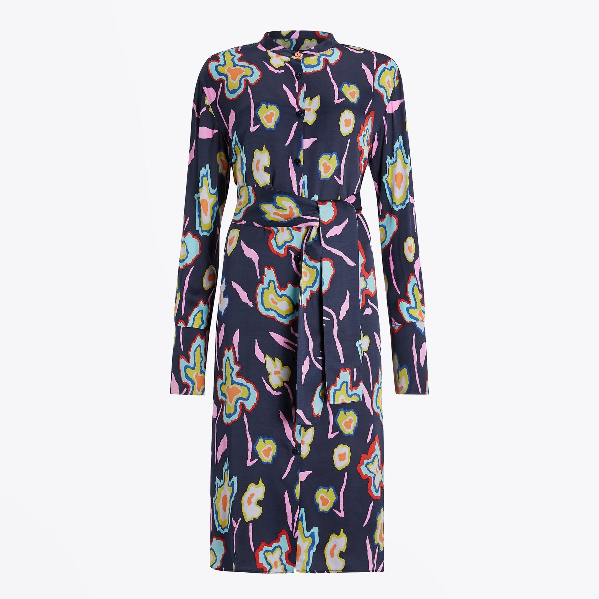 Paul Heat Map Floral Shirt Dress - Navy