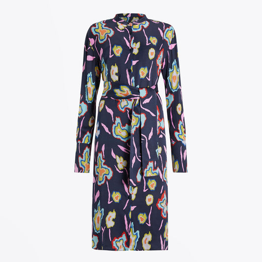 Heat Map Floral Shirt Dress - Navy