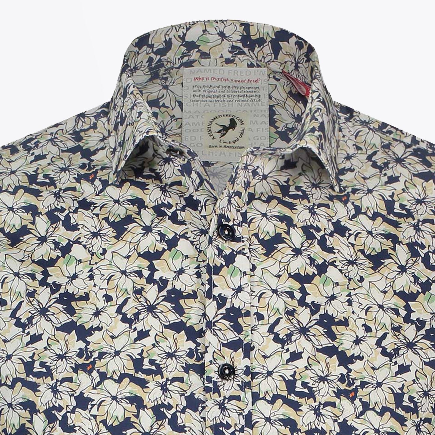 Ink Floral Print Short Sleeve Shirt - Green