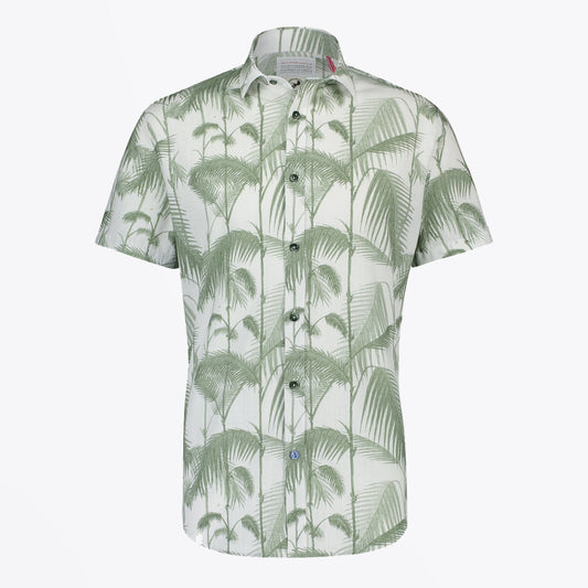- Bamboo Print Short Sleeve Shirt - Green