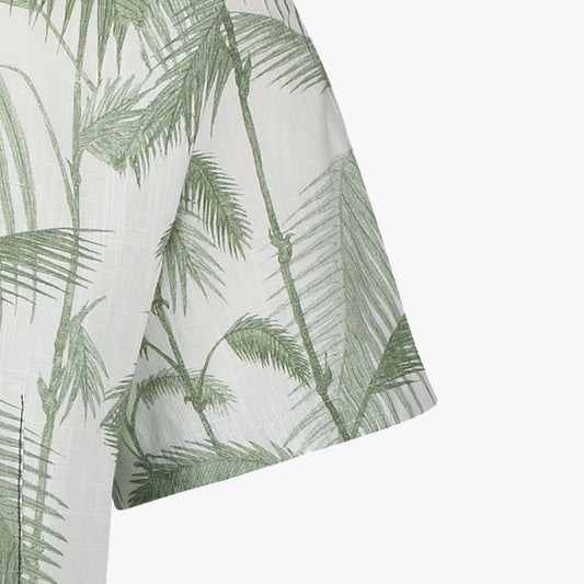- Bamboo Print Short Sleeve Shirt - Green