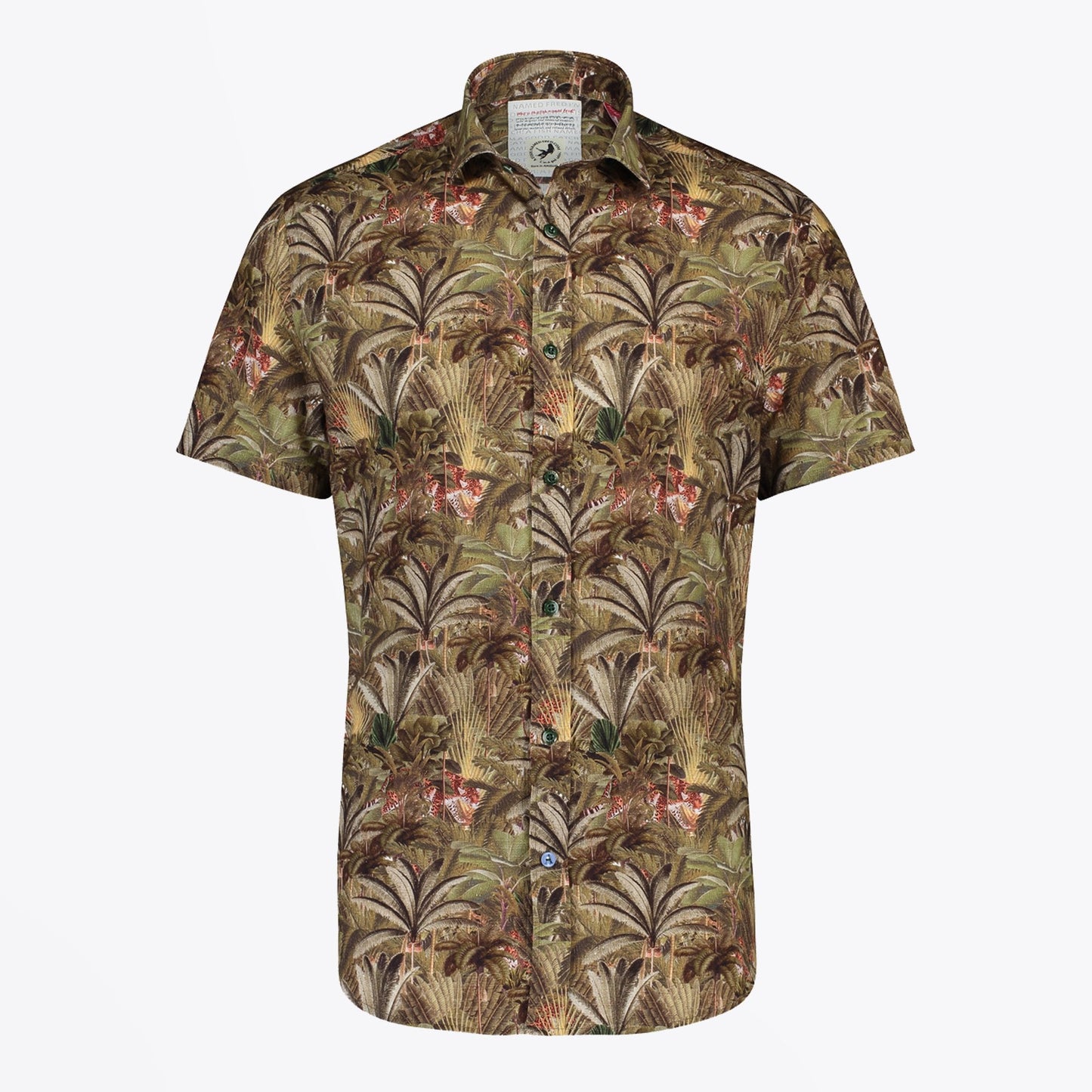 Leopard Jungle Print Short Sleeve Shirt - Green/Multi