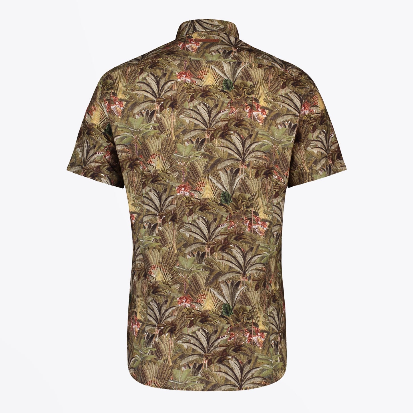 Leopard Jungle Print Short Sleeve Shirt - Green/Multi