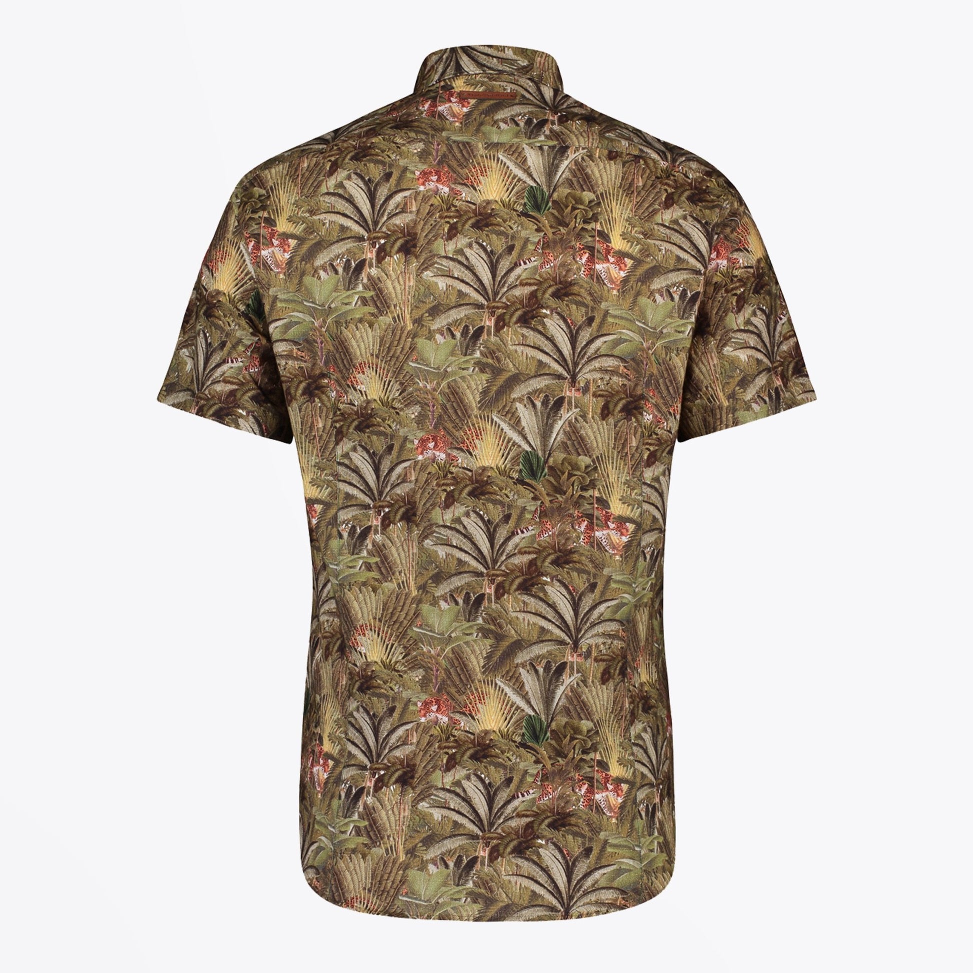 A Leopard Jungle Print Short Sleeve Shirt - Green/Multi