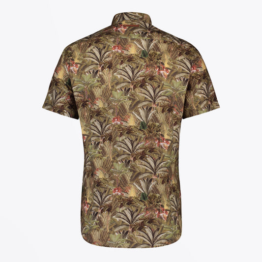 Leopard Jungle Print Short Sleeve Shirt - Green/Multi