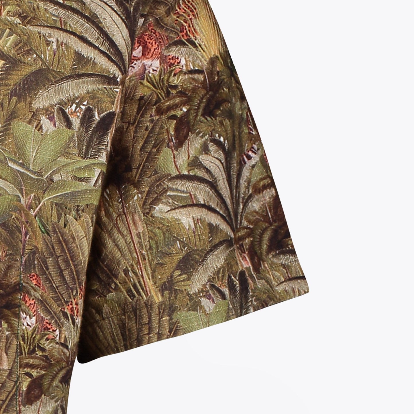 Leopard Jungle Print Short Sleeve Shirt - Green/Multi