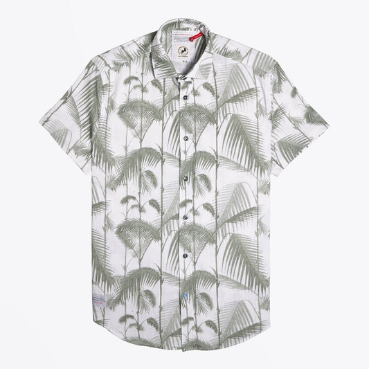 - Bamboo Print Short Sleeve Shirt - Green