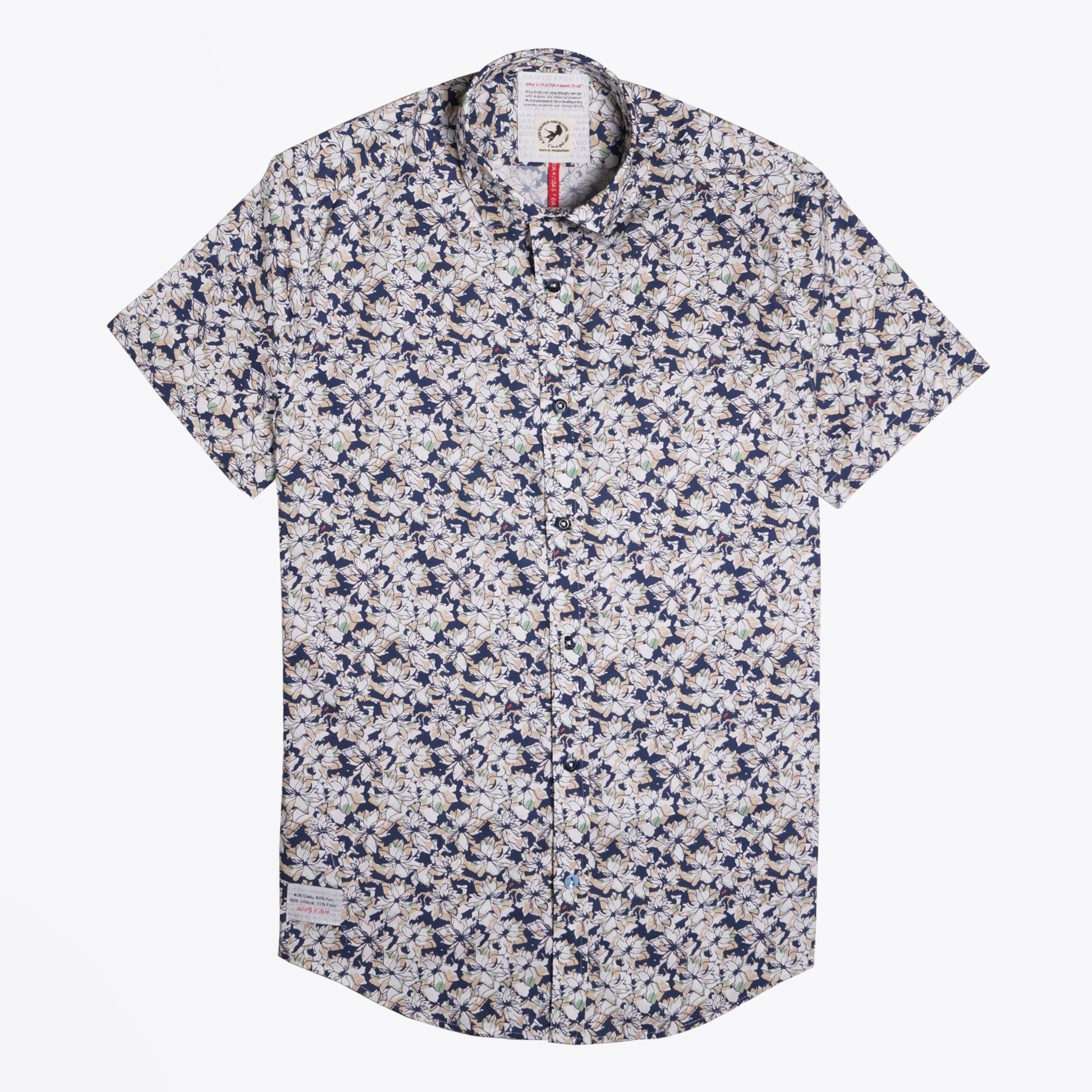 A Ink Floral Print Short Sleeve Shirt - Green