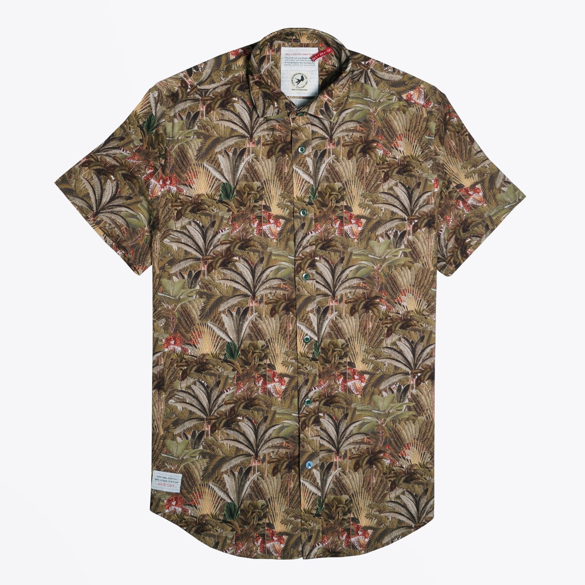 A Leopard Jungle Print Short Sleeve Shirt - Green/Multi