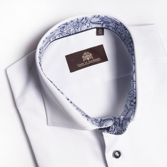 - Deston - Print Trim Insert Shirt - White