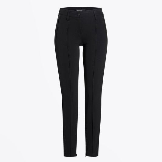 - Rhona - Slim-leg Pants with Piping Detail - Black