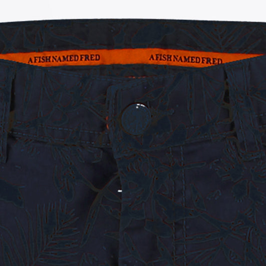 - Bermuda Jungle Print Shorts - Navy