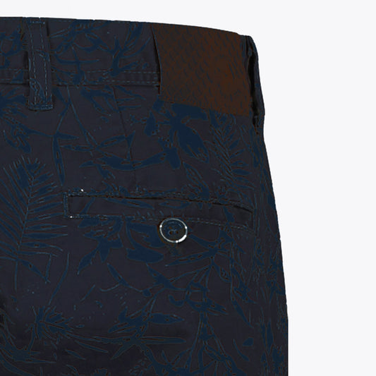 - Bermuda Jungle Print Shorts - Navy