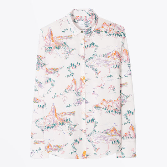 - 'Mountain' Print Shirt - Pink