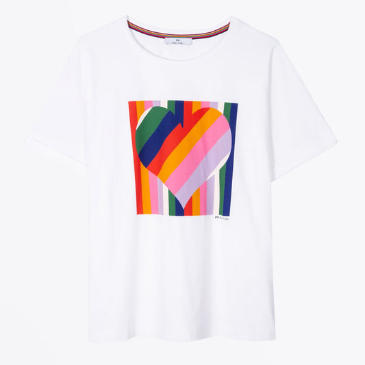- Organic Cotton Stripe Motif T-shirt - White