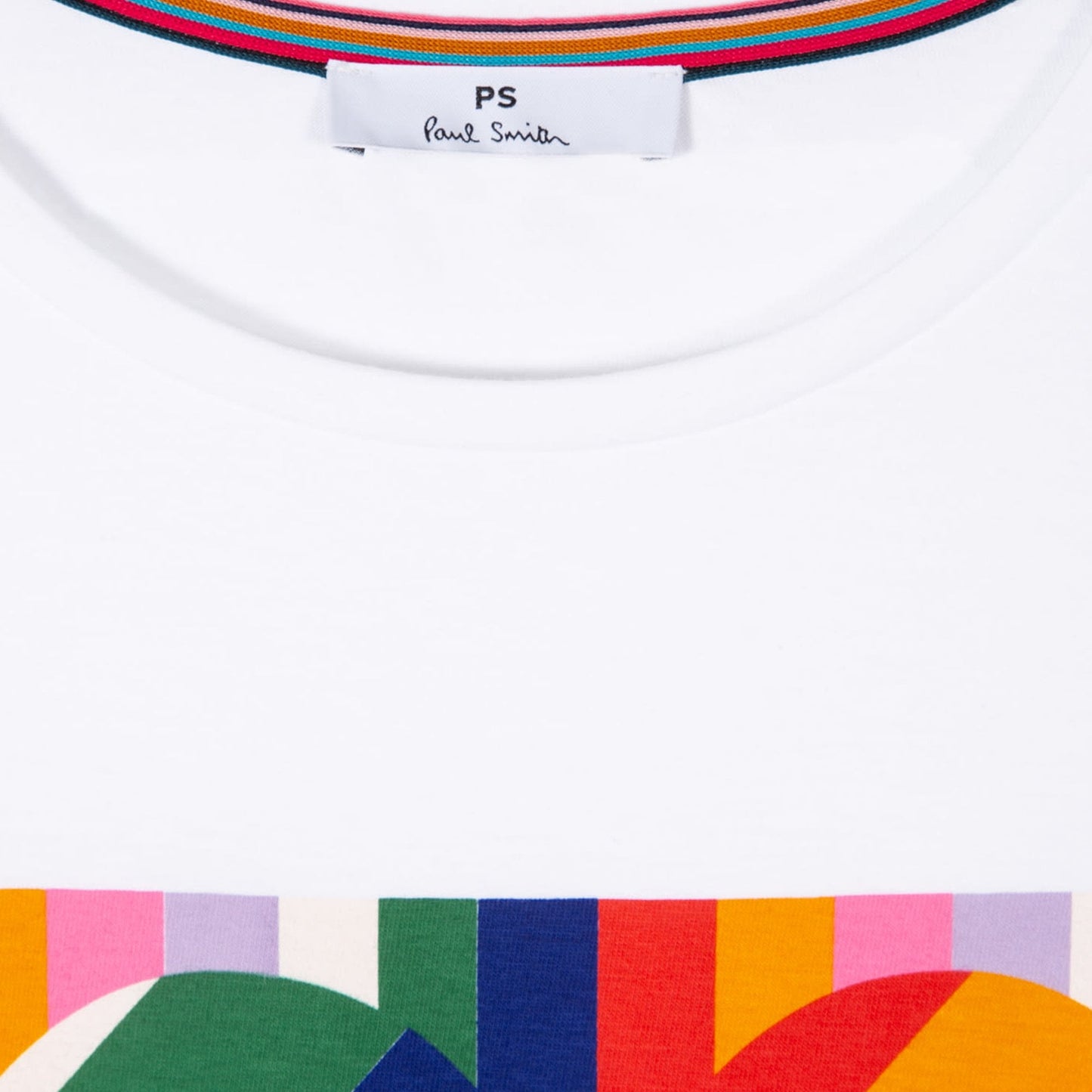 - Organic Cotton Stripe Motif T-shirt - White
