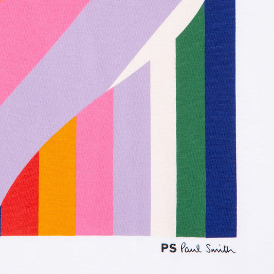 - Organic Cotton Stripe Motif T-shirt - White