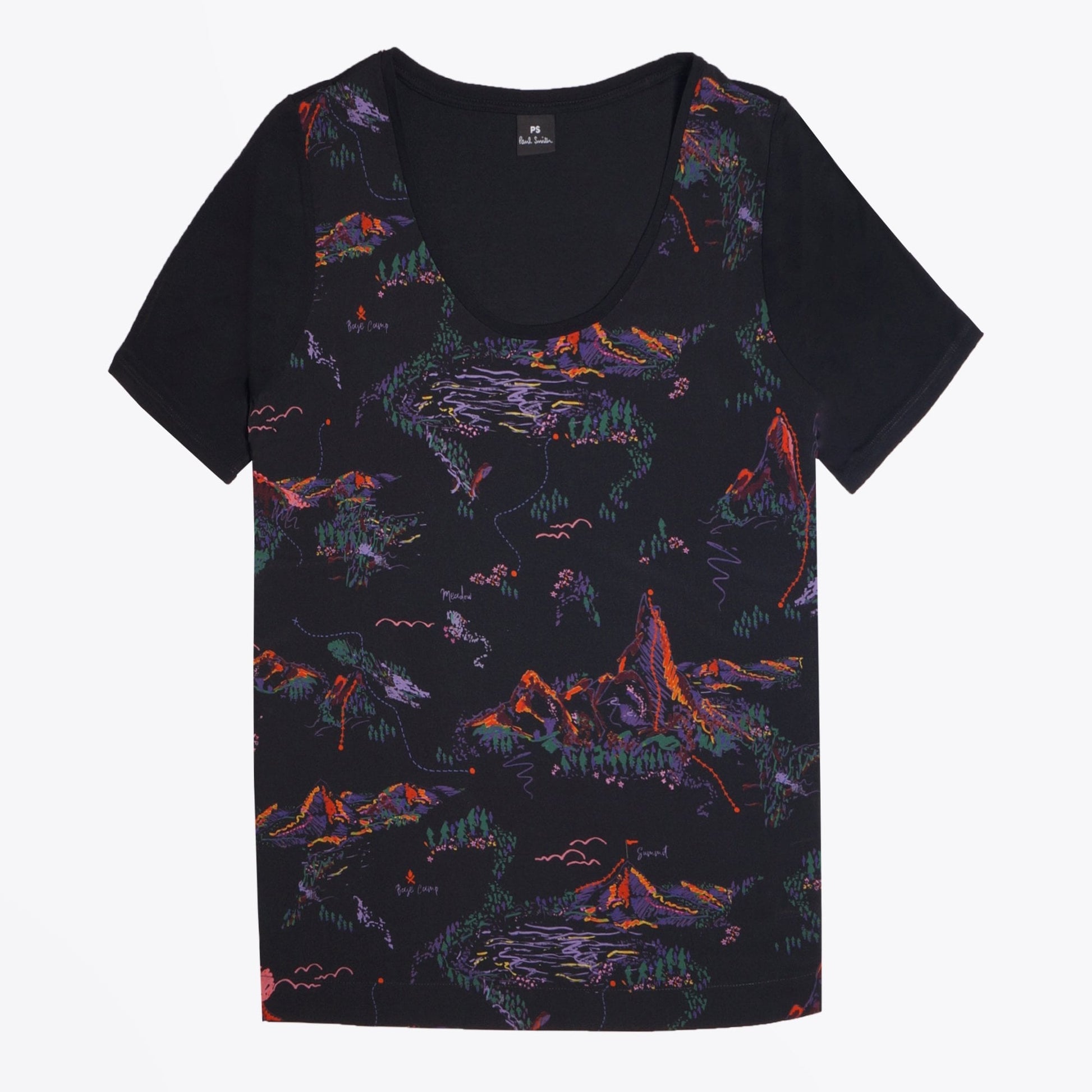 Paul Modal-Blend 'Mountain' Print T-Shirt - Black