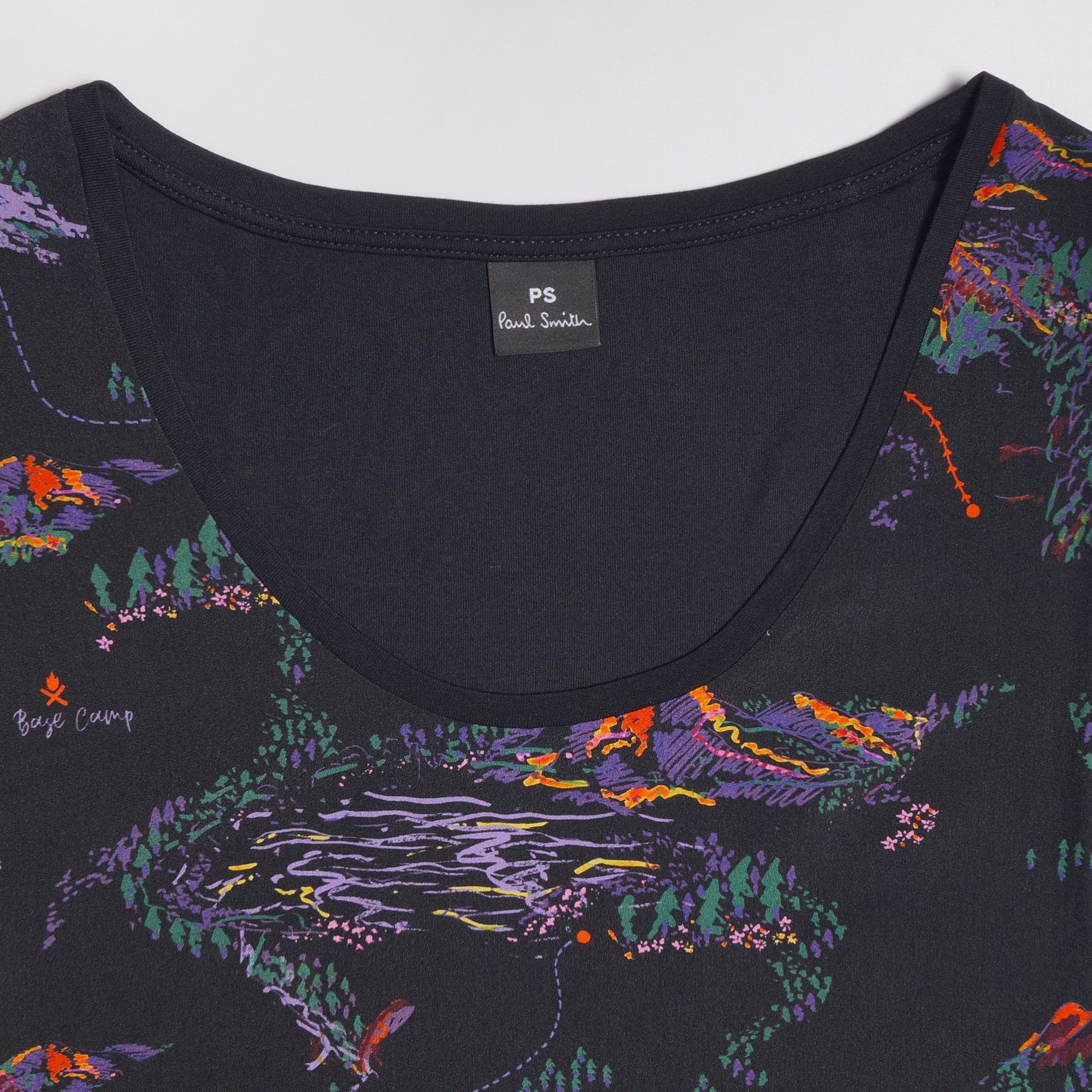 Paul Modal-Blend 'Mountain' Print T-Shirt - Black