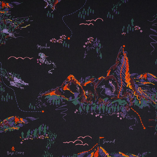 Modal-Blend 'Mountain' Print T-Shirt - Black