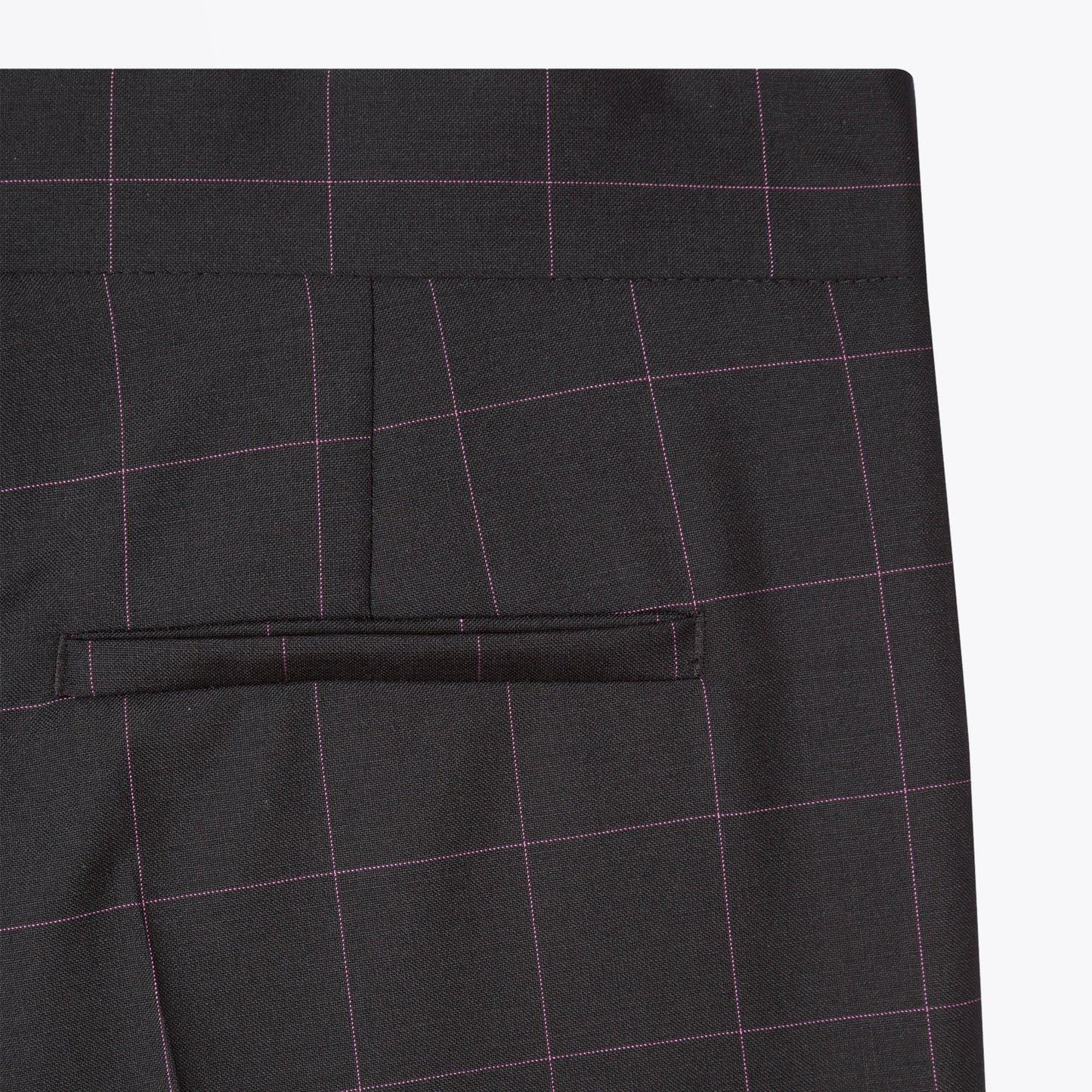 Wool Windowpane Check Trousers - Black