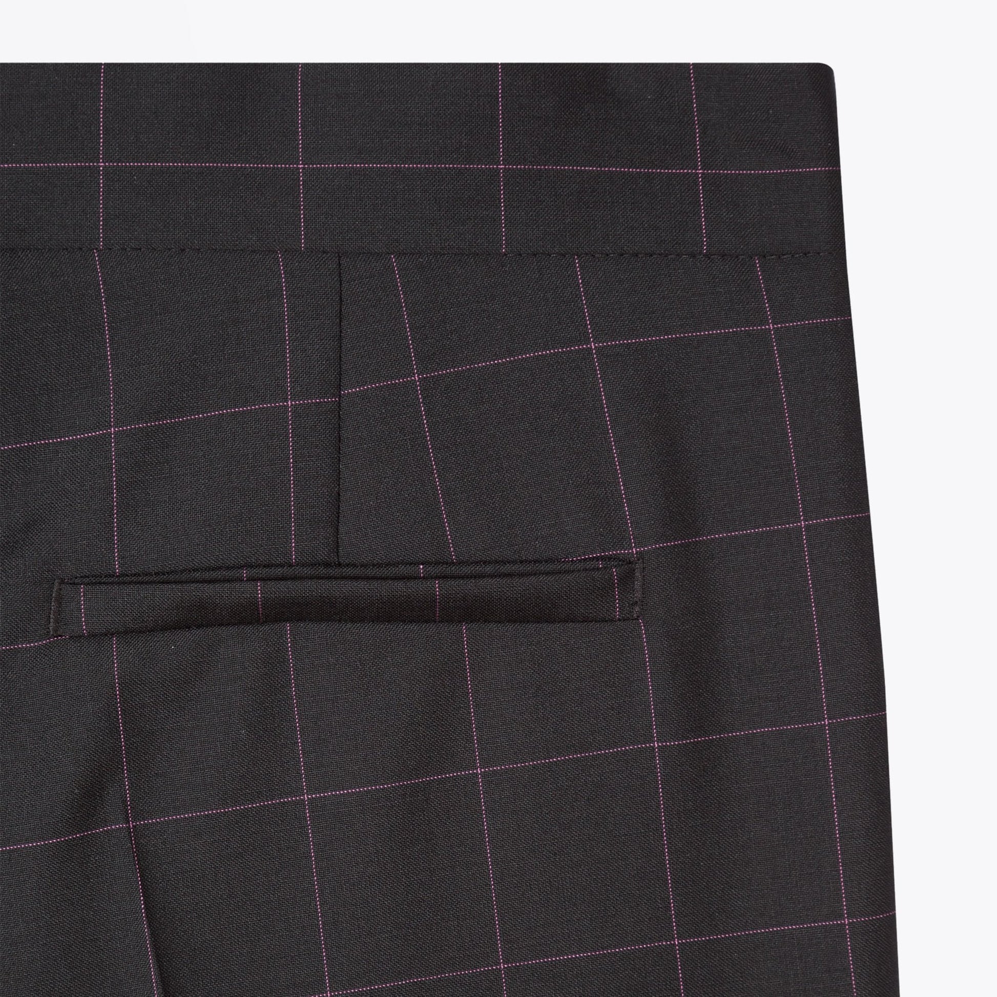 Paul Wool Windowpane Check Trousers - Black