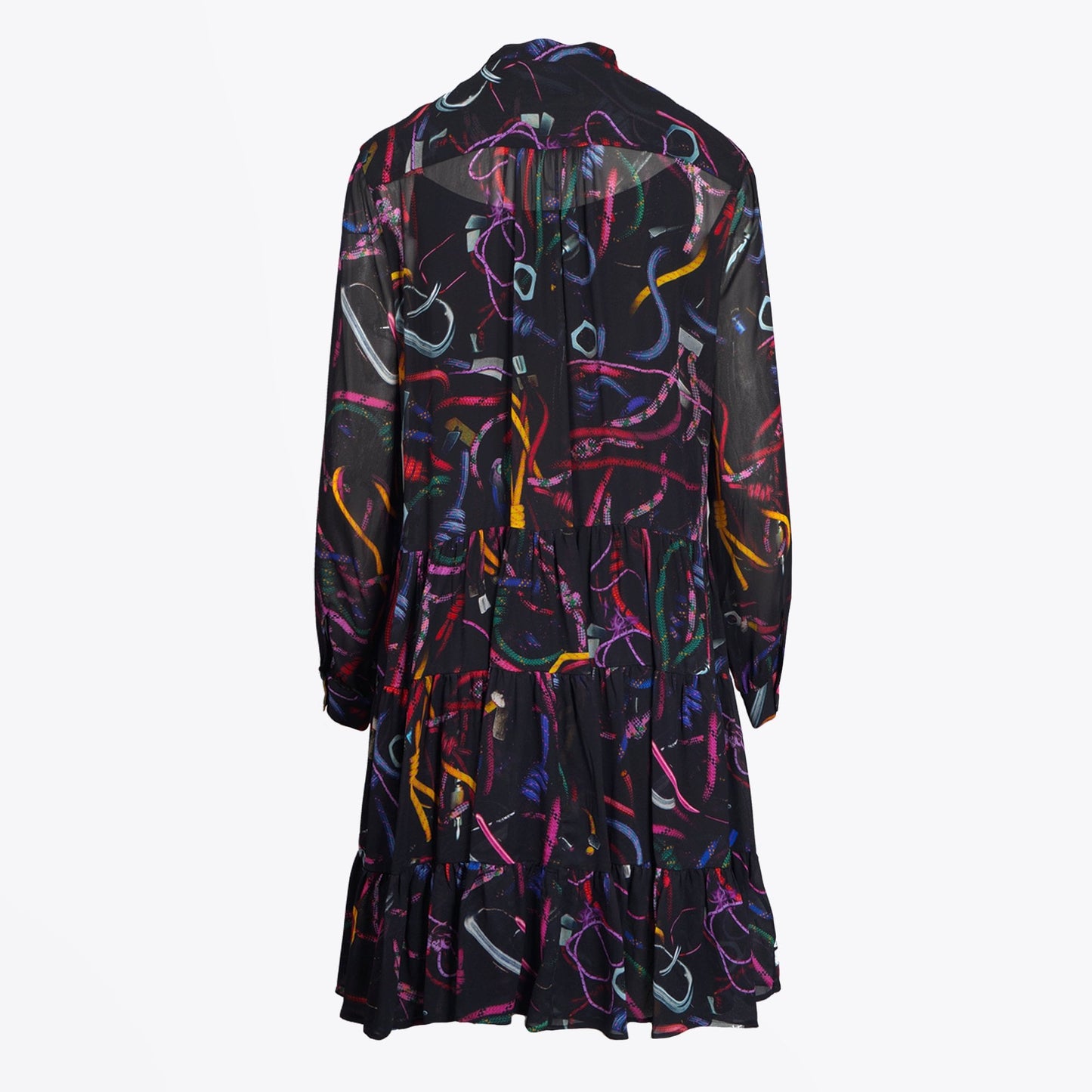 - 'Climbing Rope' Print Dress - Black/Multi