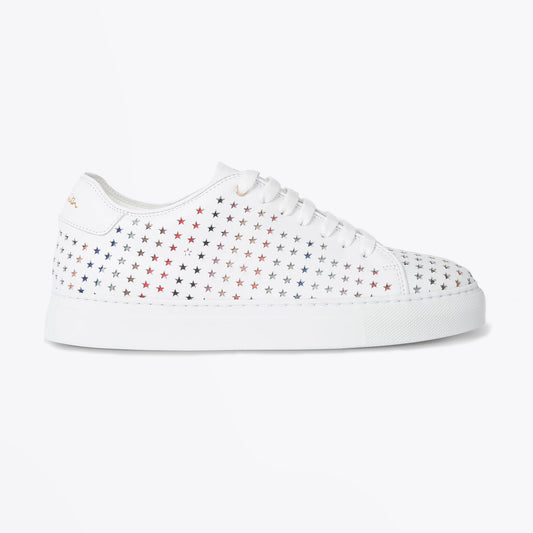 Leather 'Brasso' Trainers With Star Emboss - White