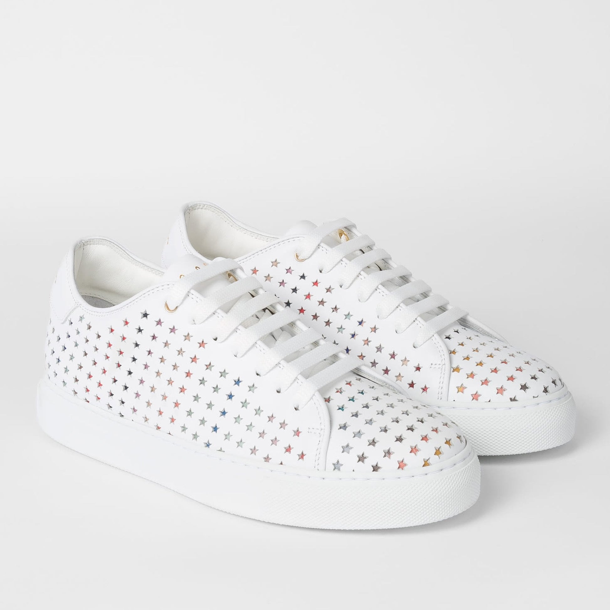 Paul Leather 'Brasso' Trainers With Star Emboss - White