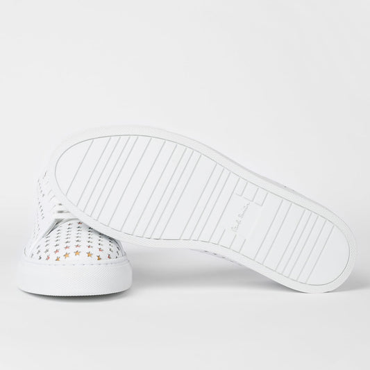 Leather 'Brasso' Trainers With Star Emboss - White