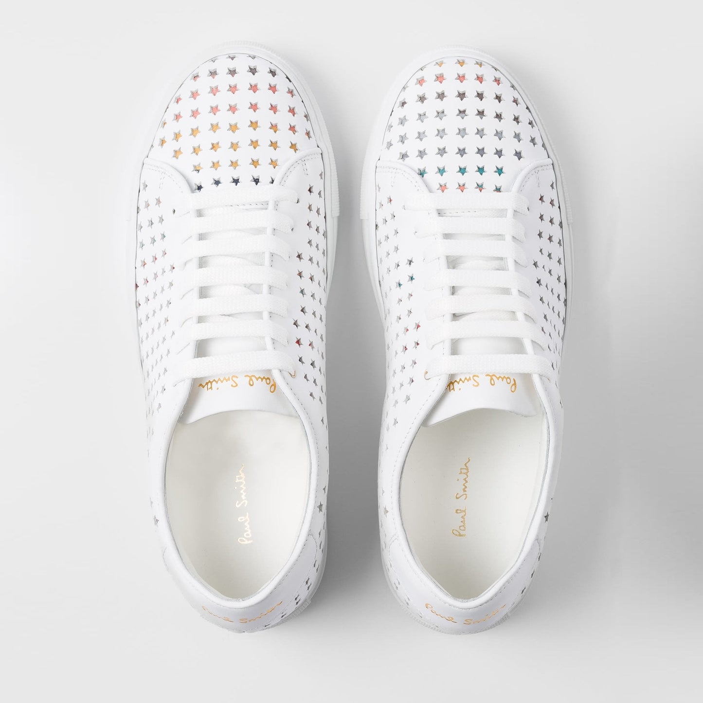 Leather 'Brasso' Trainers With Star Emboss - White