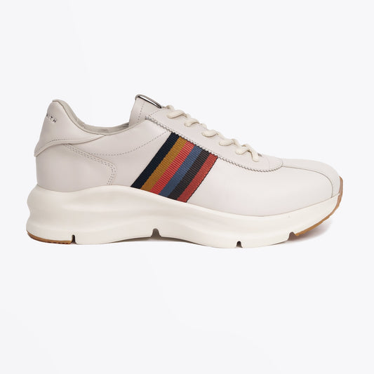 Leather 'Shuttle' Stripe Sneakers - Off White