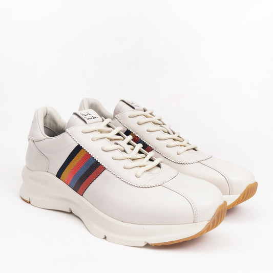 Leather 'Shuttle' Stripe Sneakers - Off White
