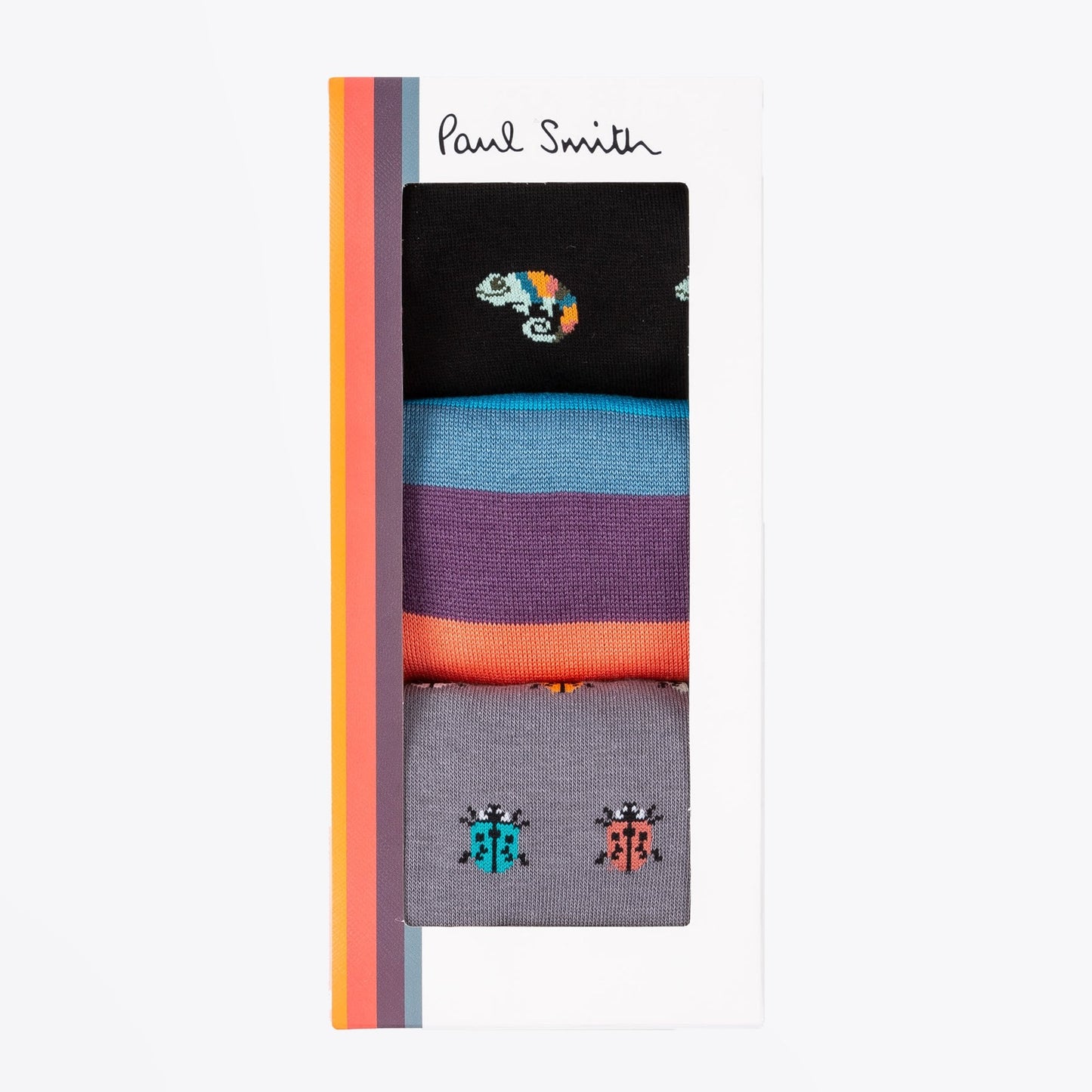 - Three Pack Chameleon, 'Artist Stripe' and Ladybird Motif Socks
