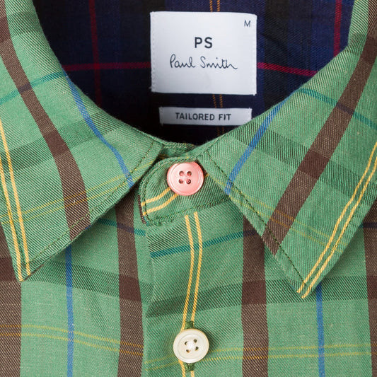 - Cotton-Linen Check Shirt - Green