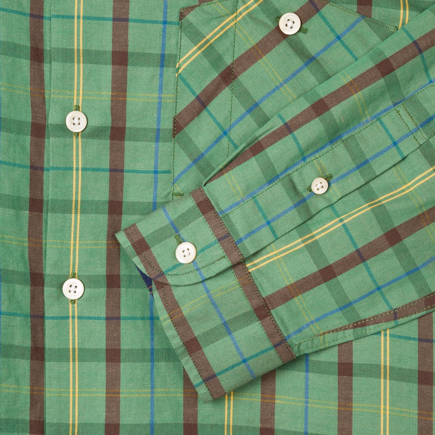 - Cotton-Linen Check Shirt - Green