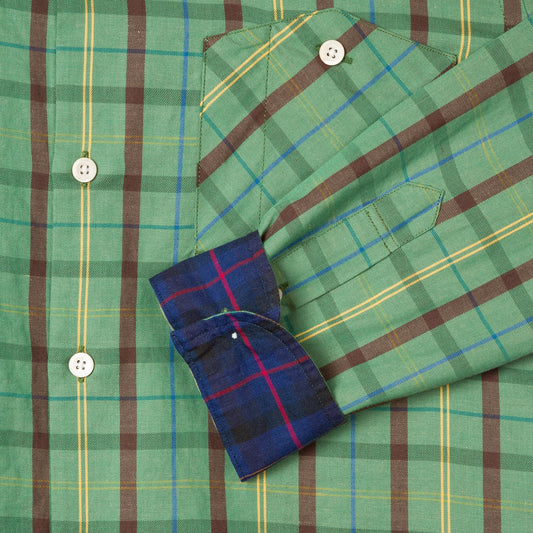 - Cotton-Linen Check Shirt - Green