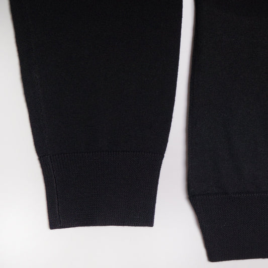 Merino Wool Zip Cardigan With 'Rope' Trims - Black