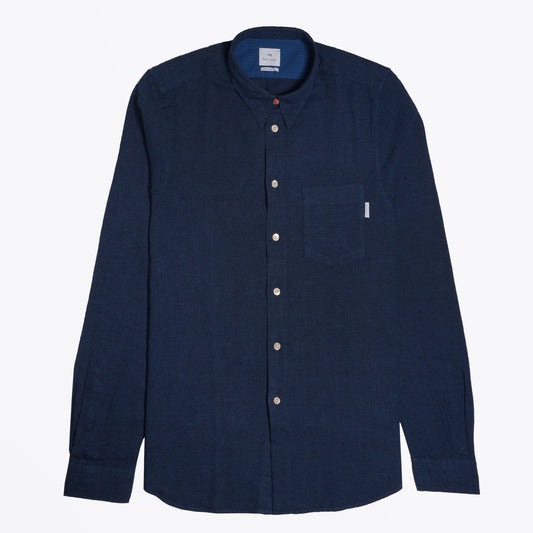 - Fine Houndstooth Check Shirt - Blue