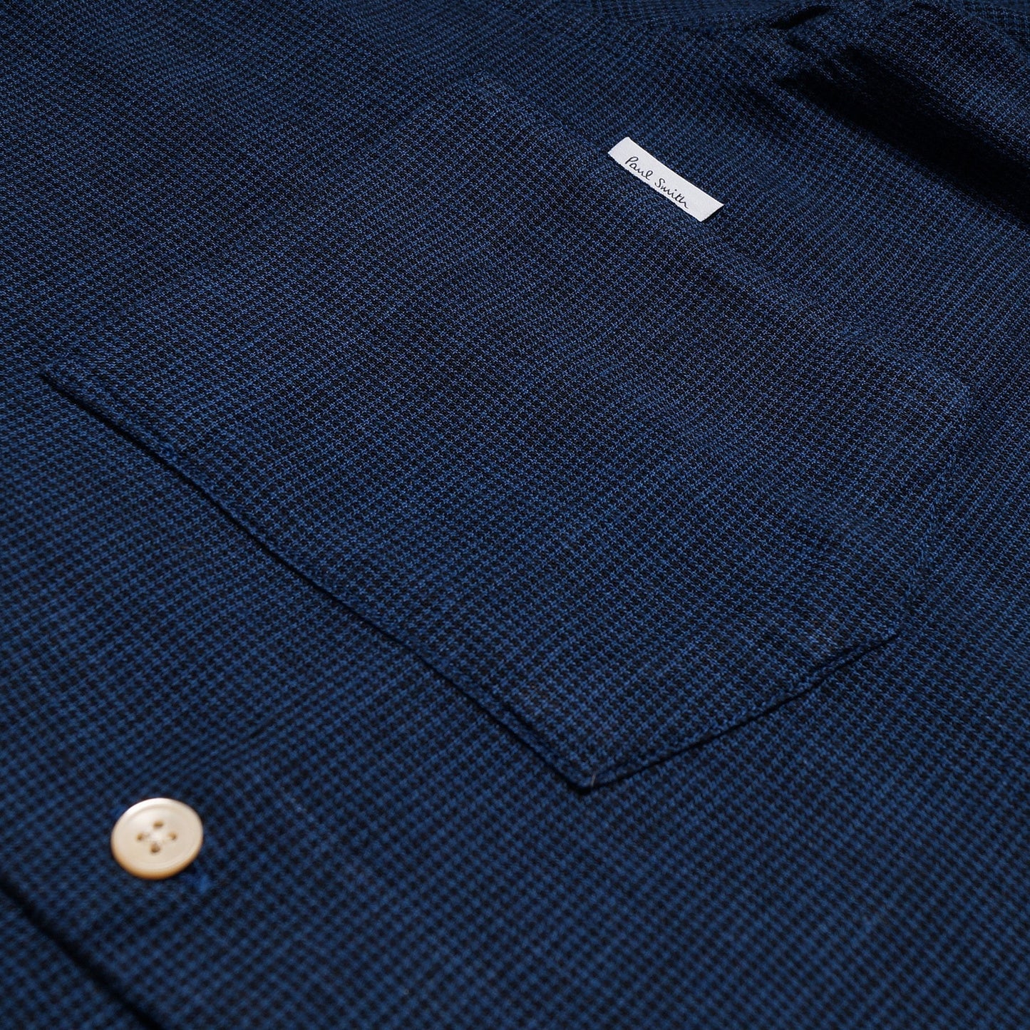 - Fine Houndstooth Check Shirt - Blue
