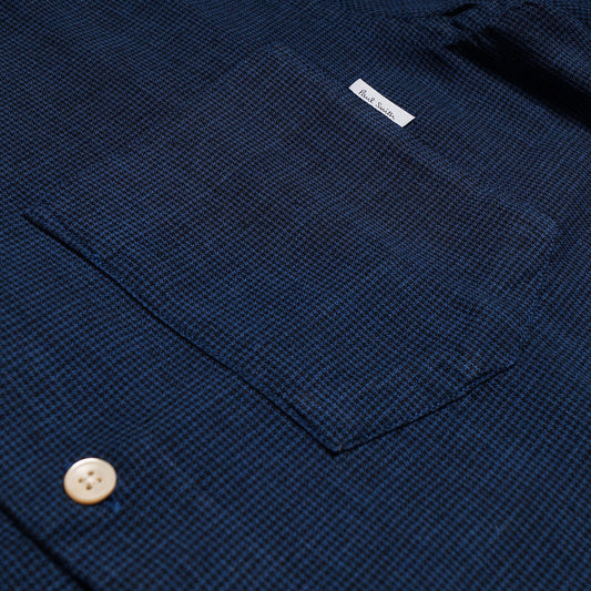 - Fine Houndstooth Check Shirt - Blue