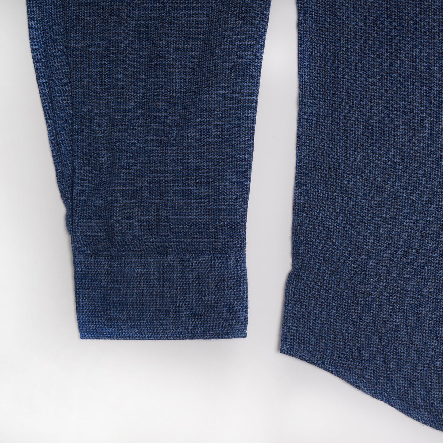 - Fine Houndstooth Check Shirt - Blue