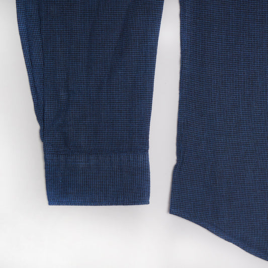 - Fine Houndstooth Check Shirt - Blue